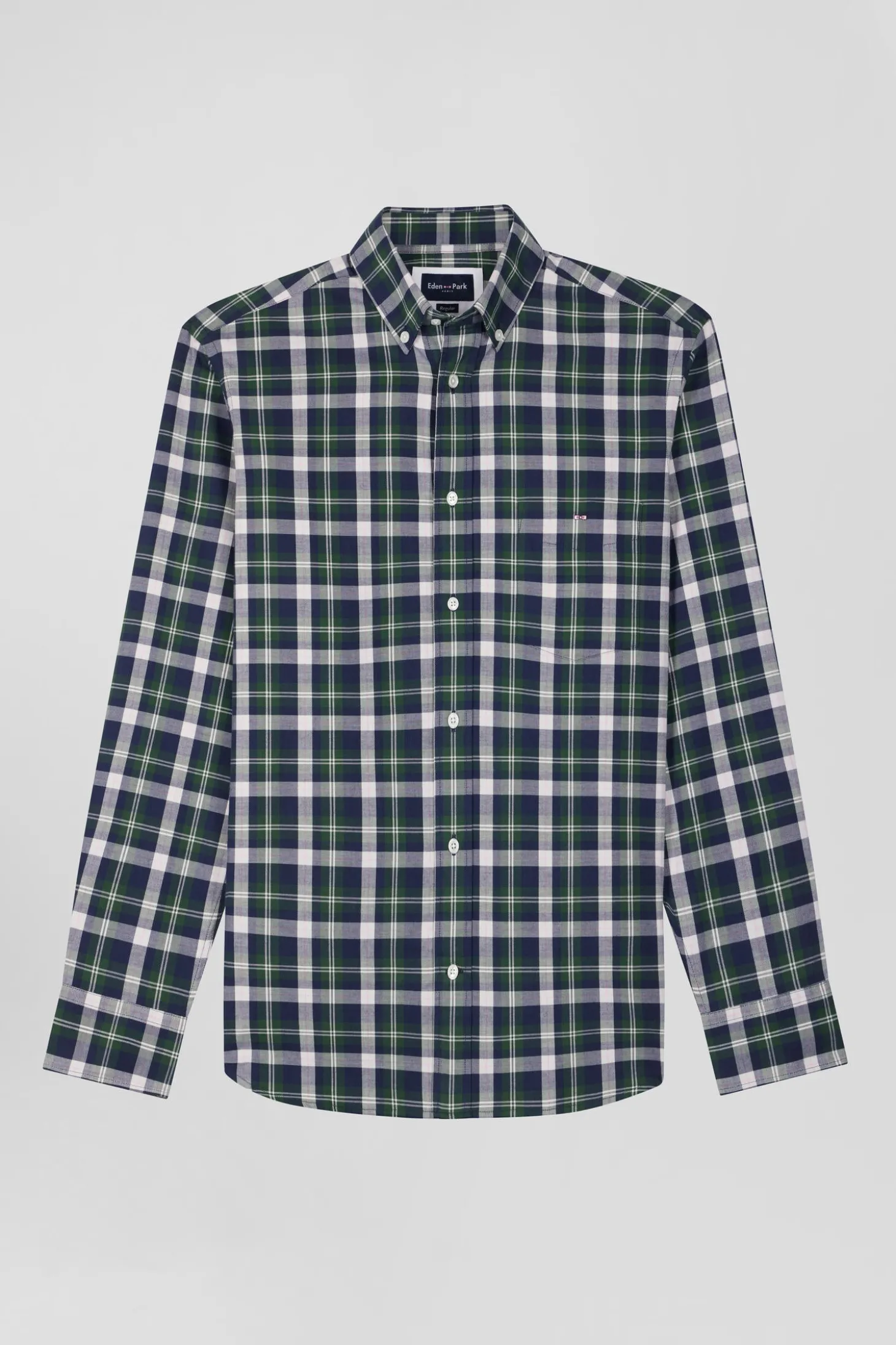 Regular green checked cotton shirt