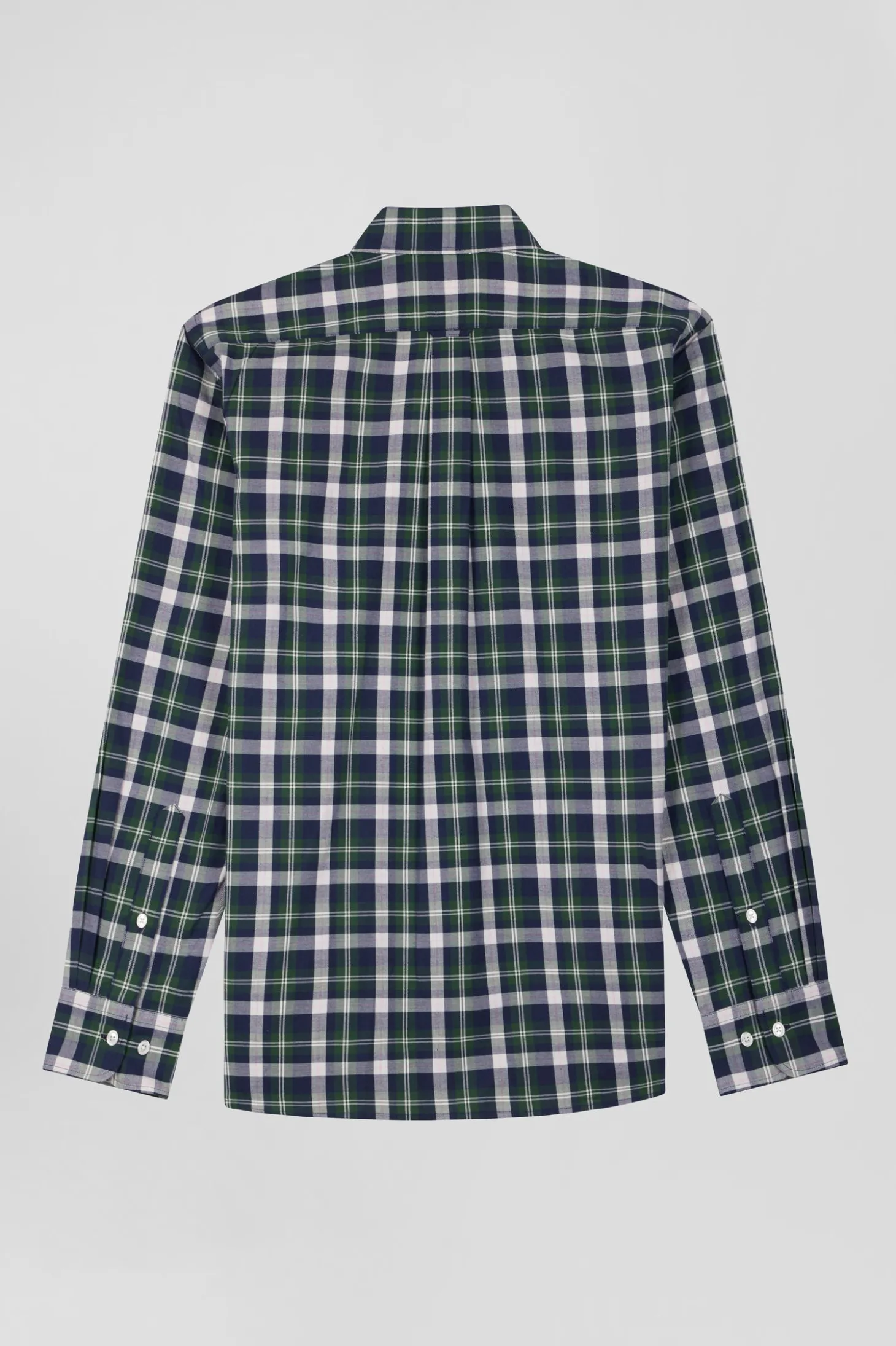 Regular green checked cotton shirt
