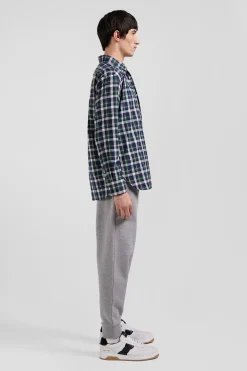 Regular green checked cotton shirt