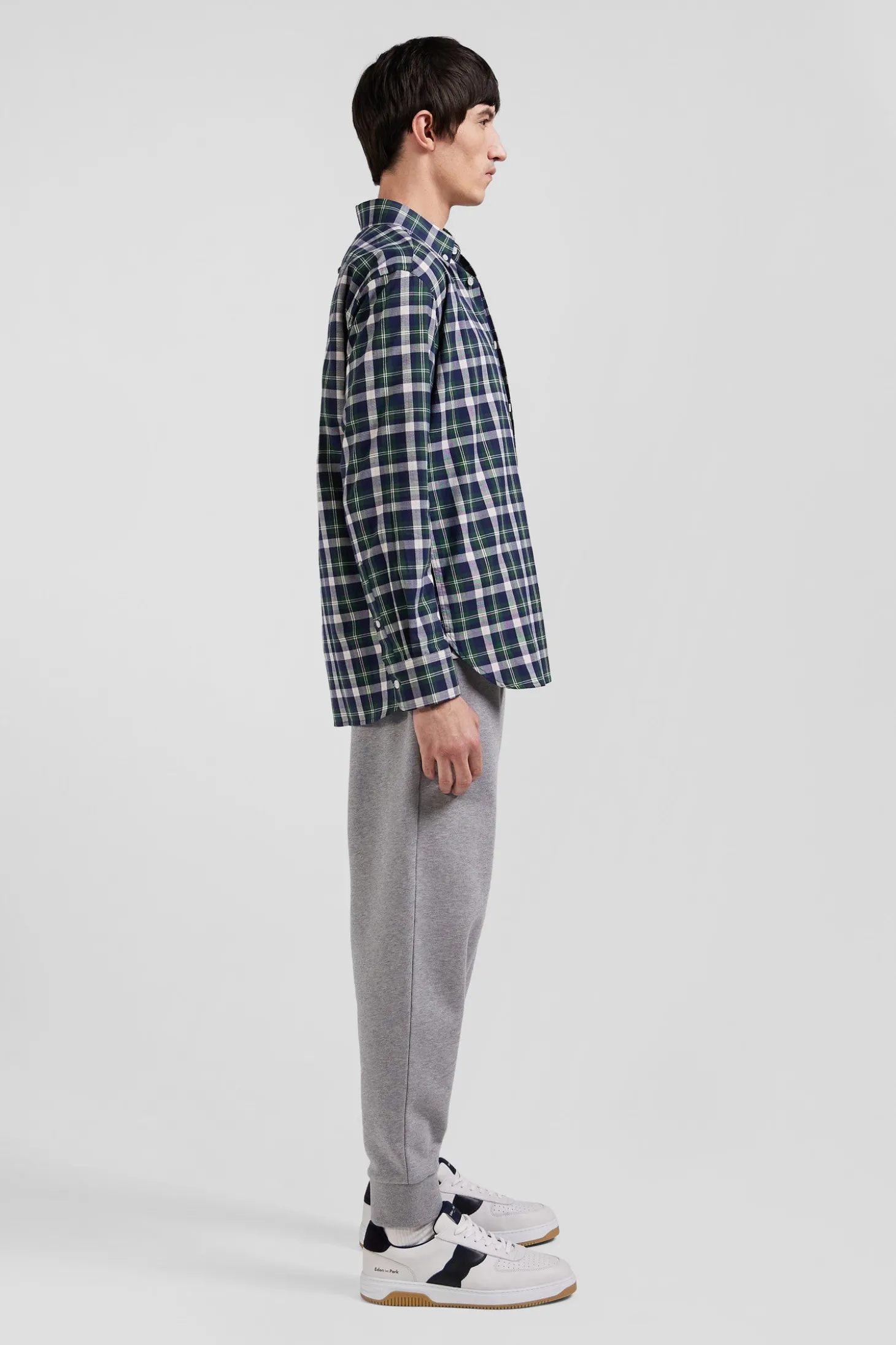 Regular green checked cotton shirt