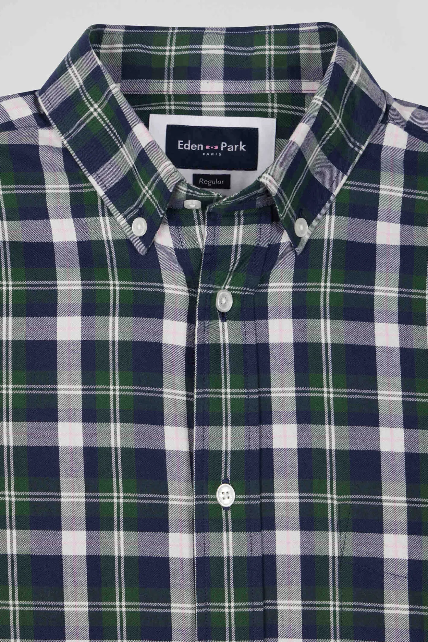 Regular green checked cotton shirt