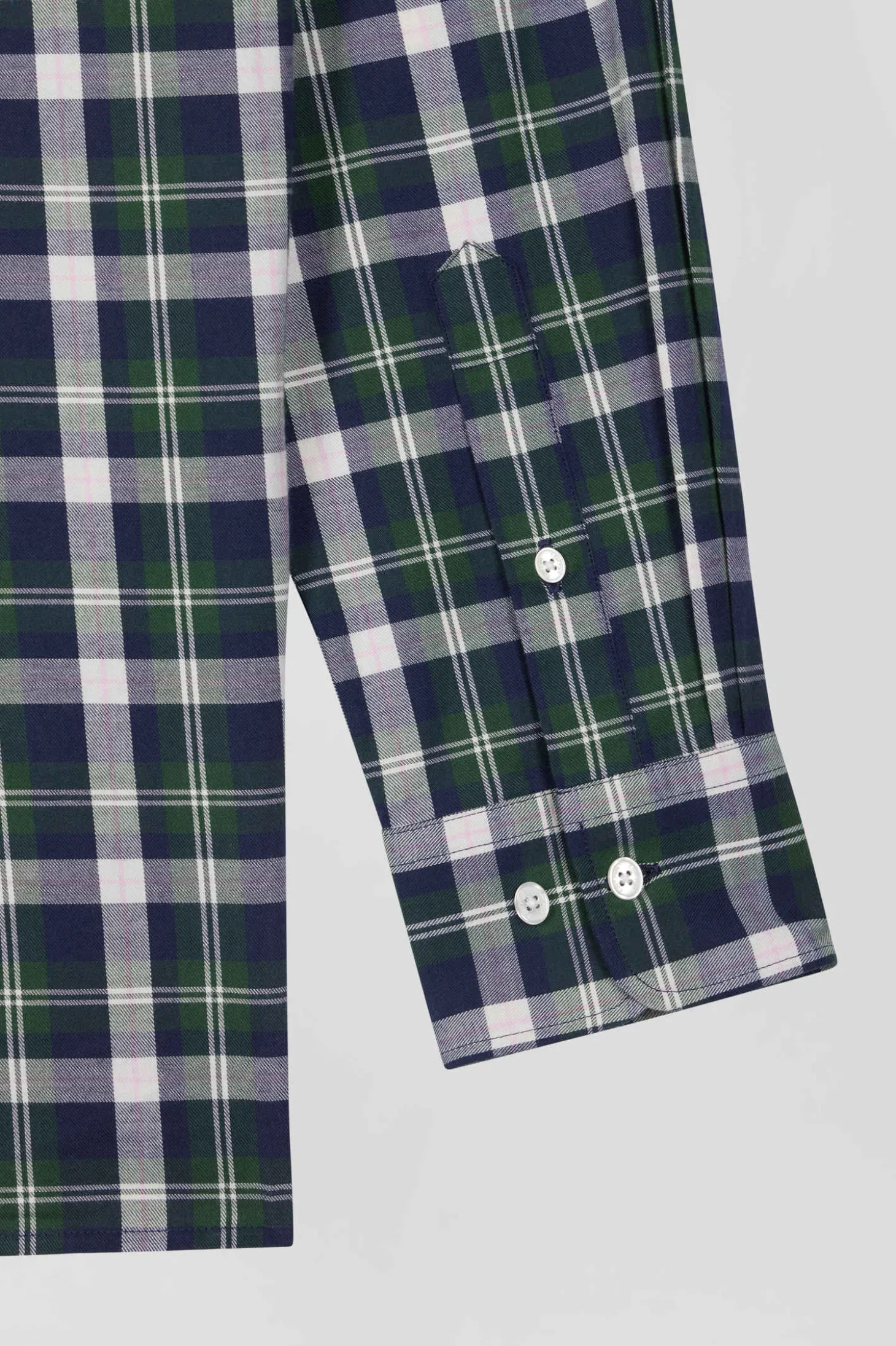 Regular green checked cotton shirt