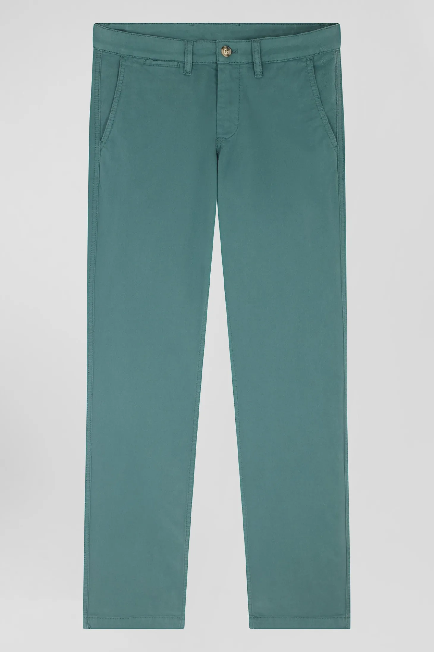 Regular green chino trousers in stretch cotton gabardine