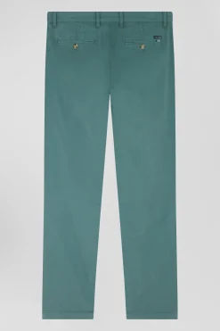 Regular green chino trousers in stretch cotton gabardine