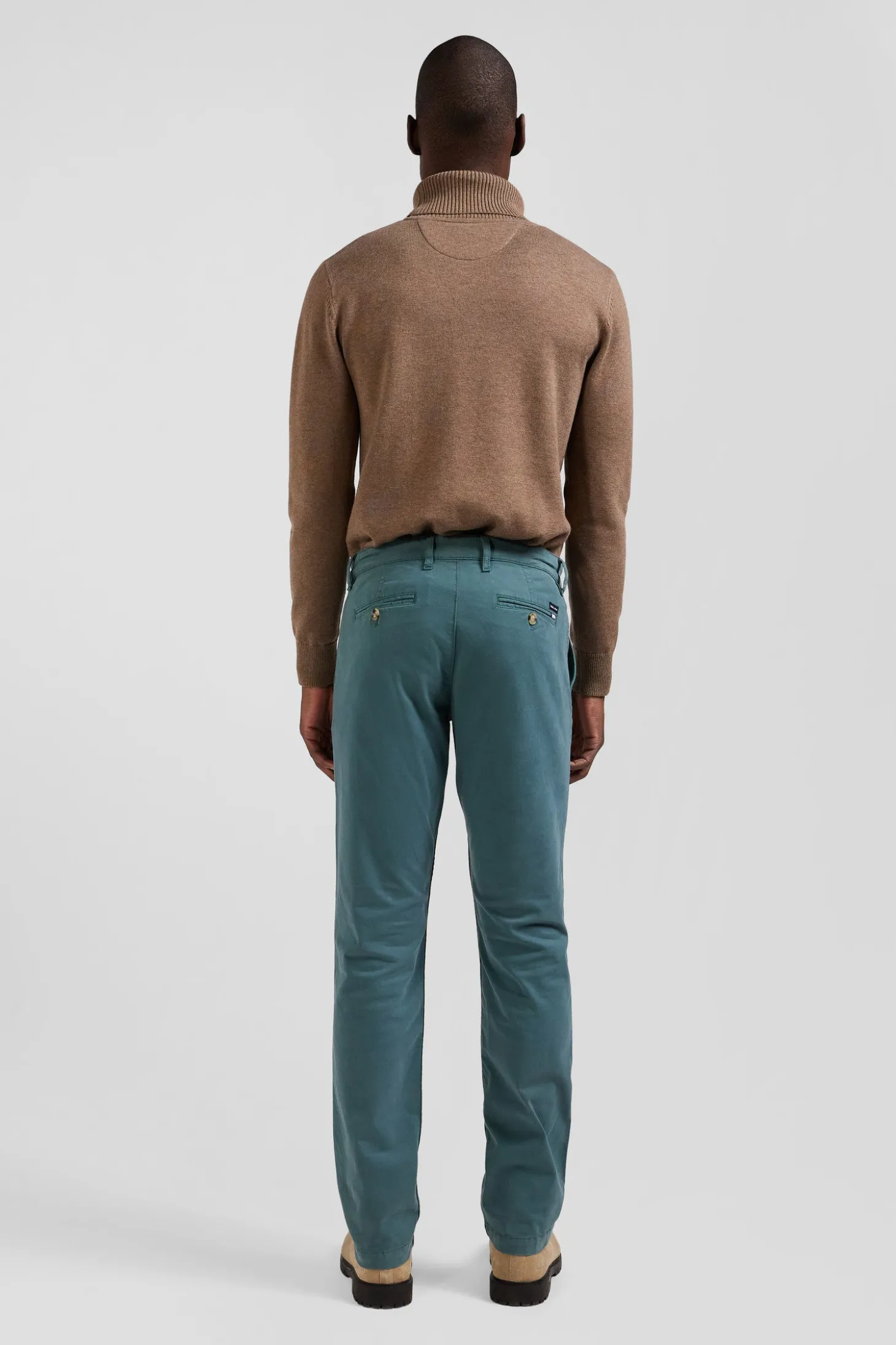 Regular green chino trousers in stretch cotton gabardine
