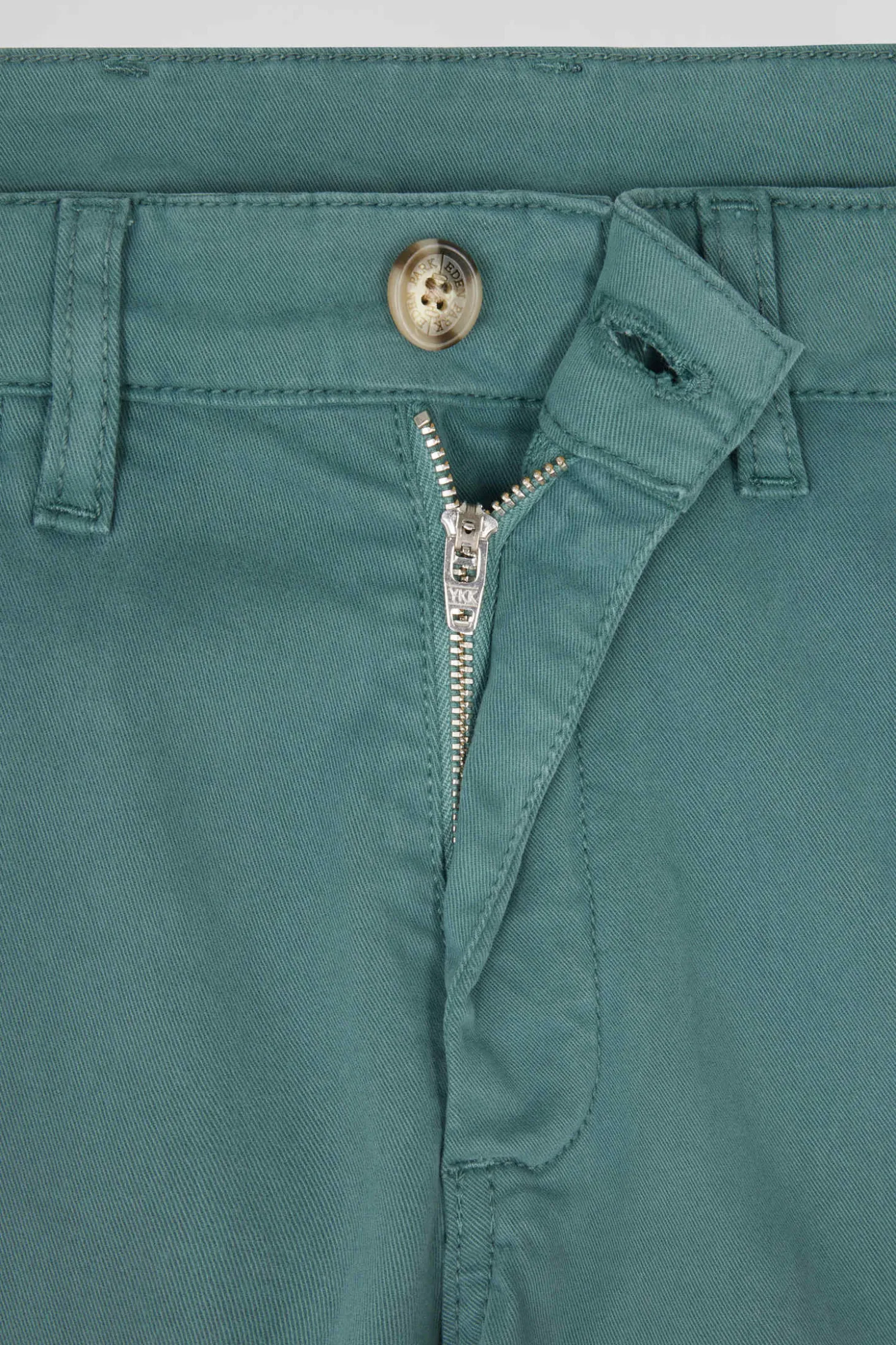 Regular green chino trousers in stretch cotton gabardine