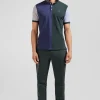 Regular green colorblock short-sleeved cotton piqué polo shirt