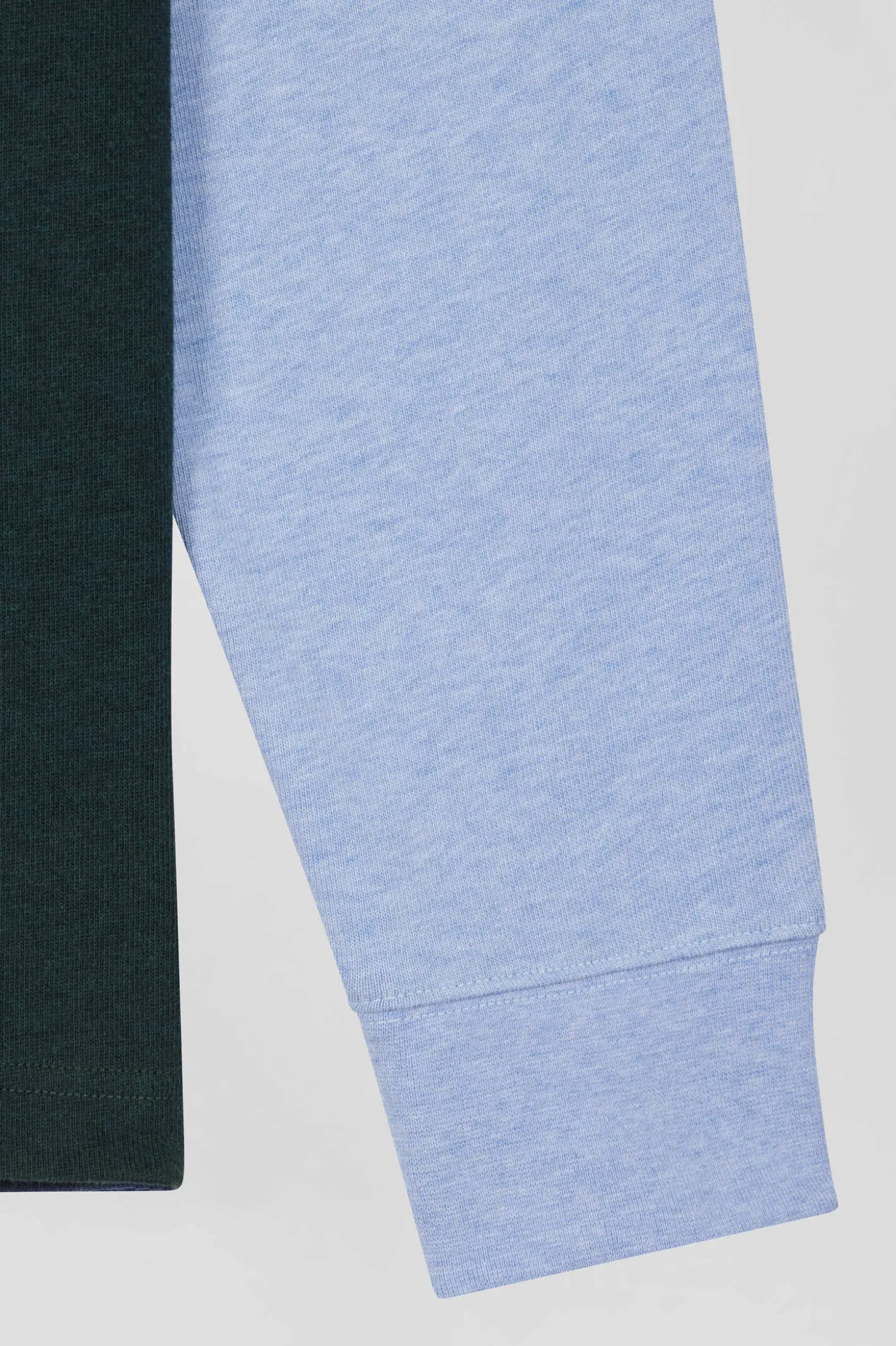 Regular green colorblock long-sleeved cotton rugby shirt