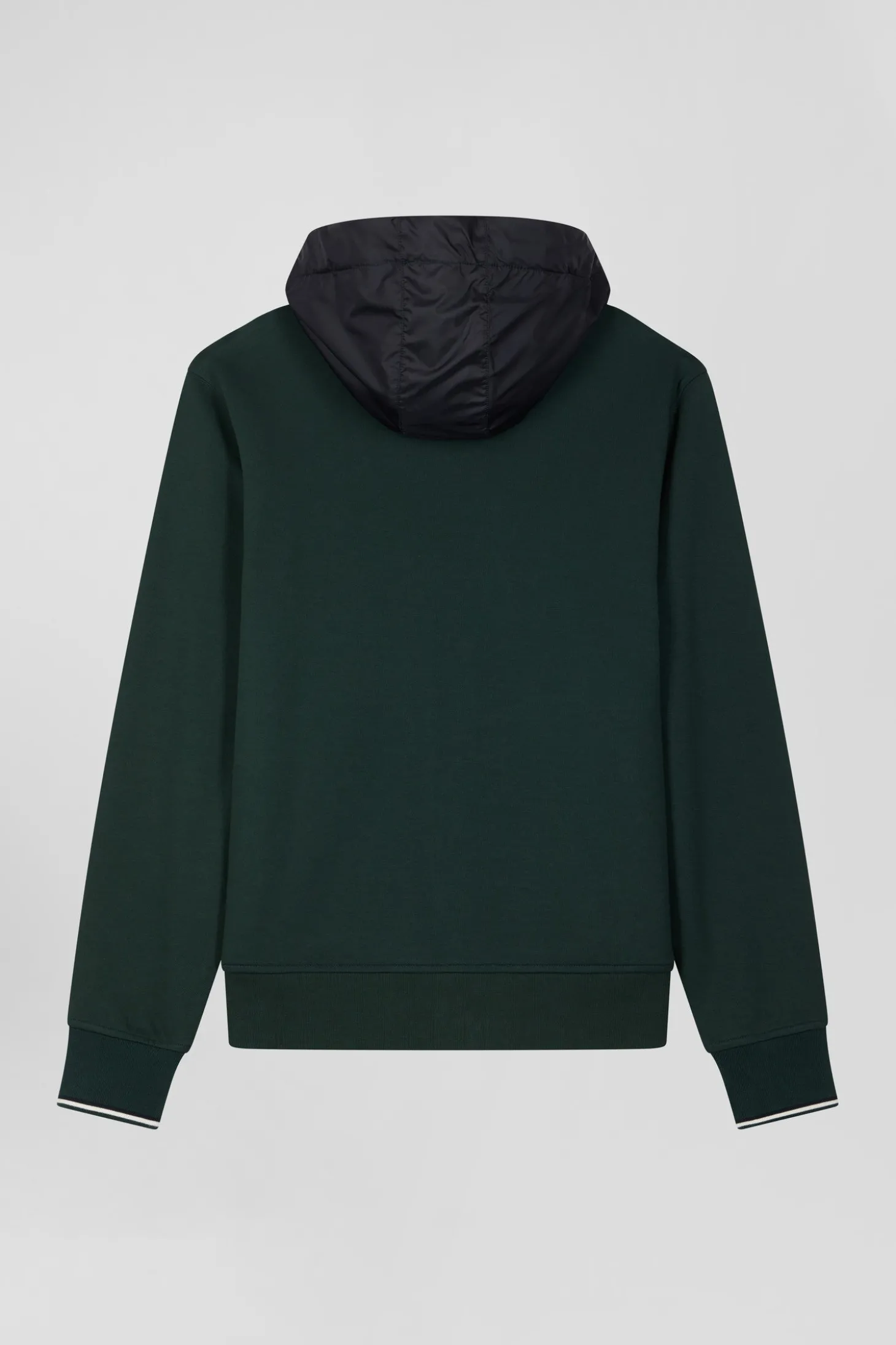 Regular green cotton blend hoodie with padded front