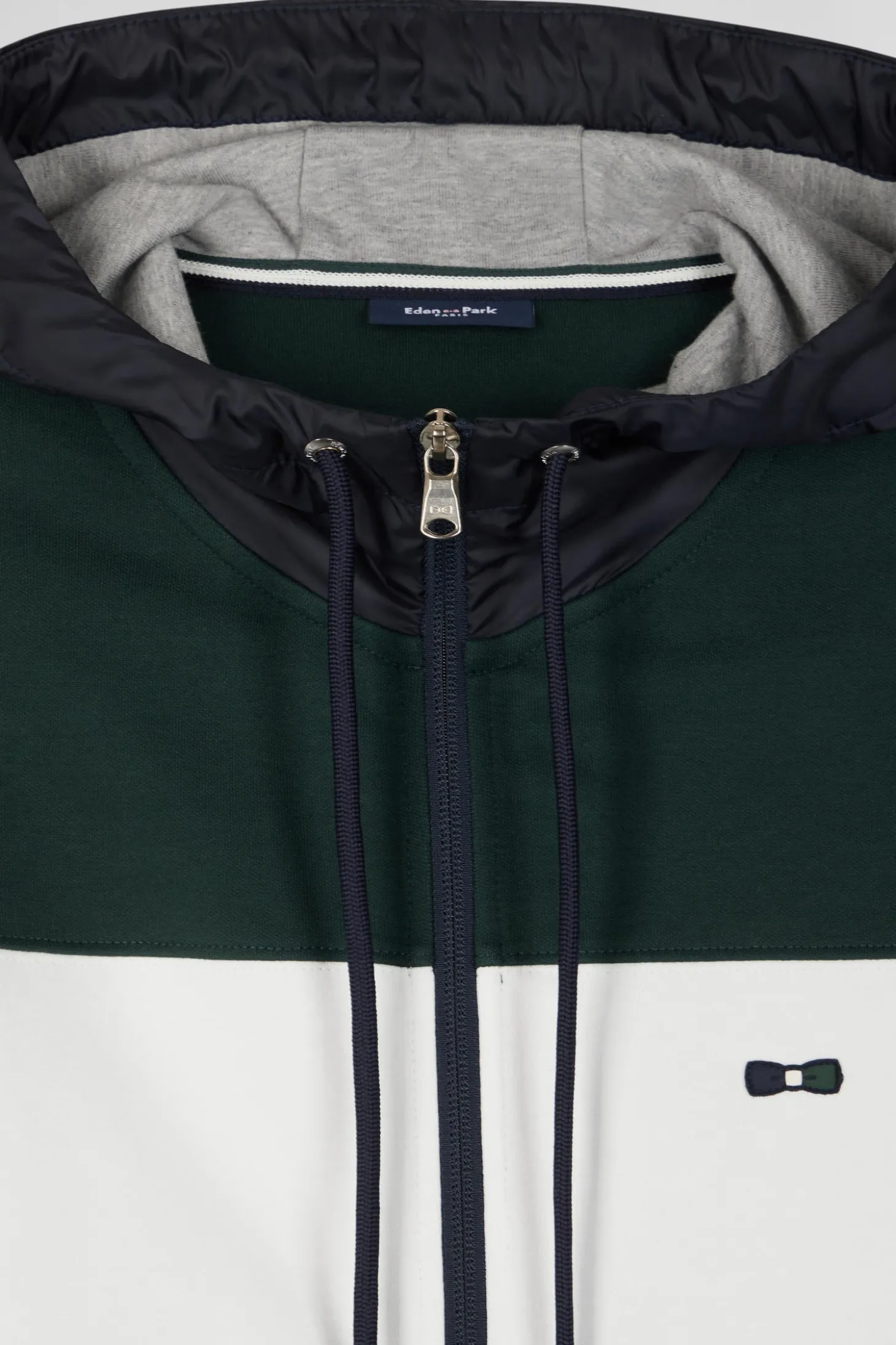 Regular green cotton blend hoodie with padded front