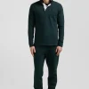 Regular green long-sleeved cotton rugby shirt with bow tie details