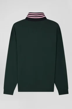 Regular green long-sleeved Pima cotton rugby shirt
