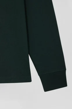 Regular green long-sleeved Pima cotton rugby shirt