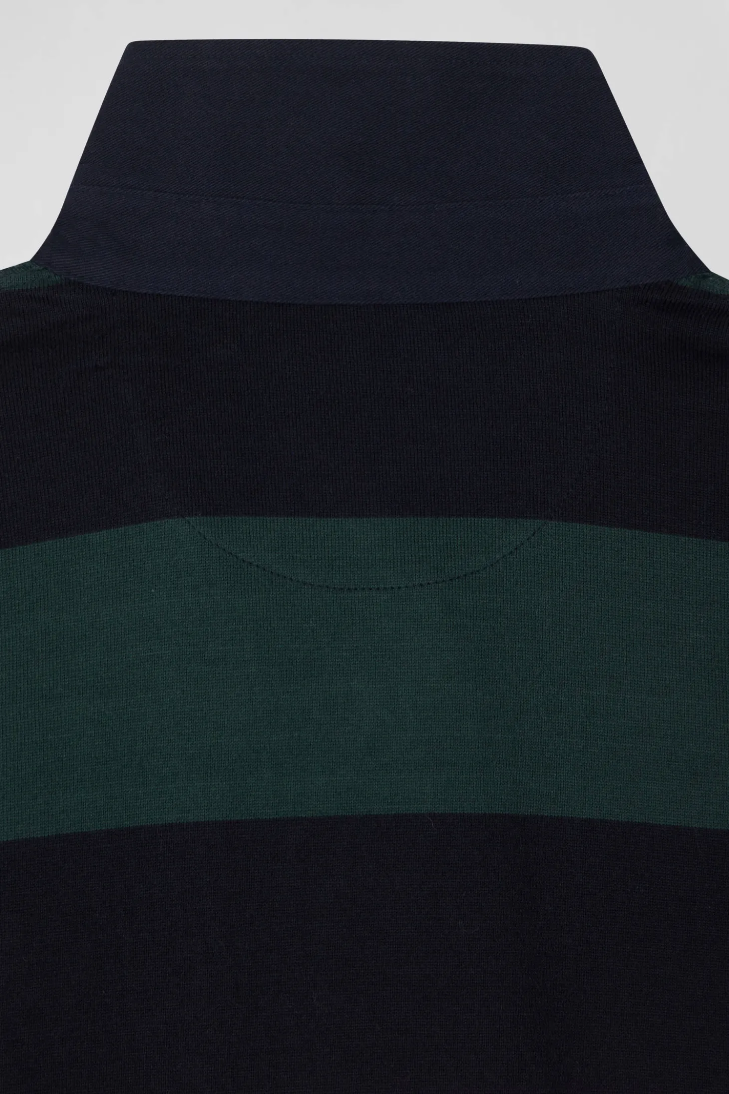 Regular green long-sleeved striped cotton rugby shirt