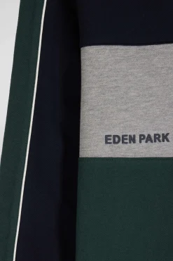 Regular green mottled short-sleeved cotton piqué polo shirt