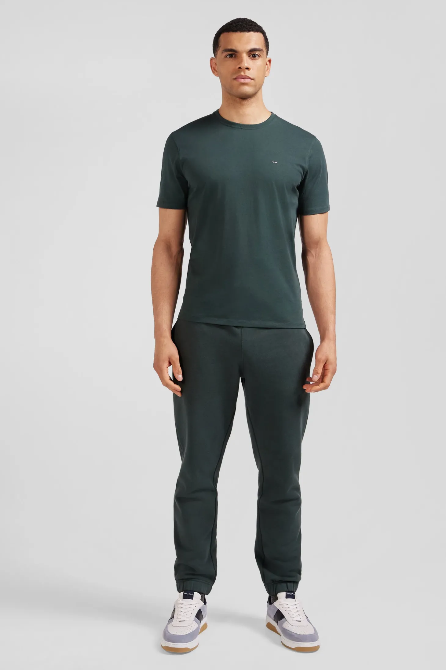Regular green Pima cotton short-sleeved T-shirt