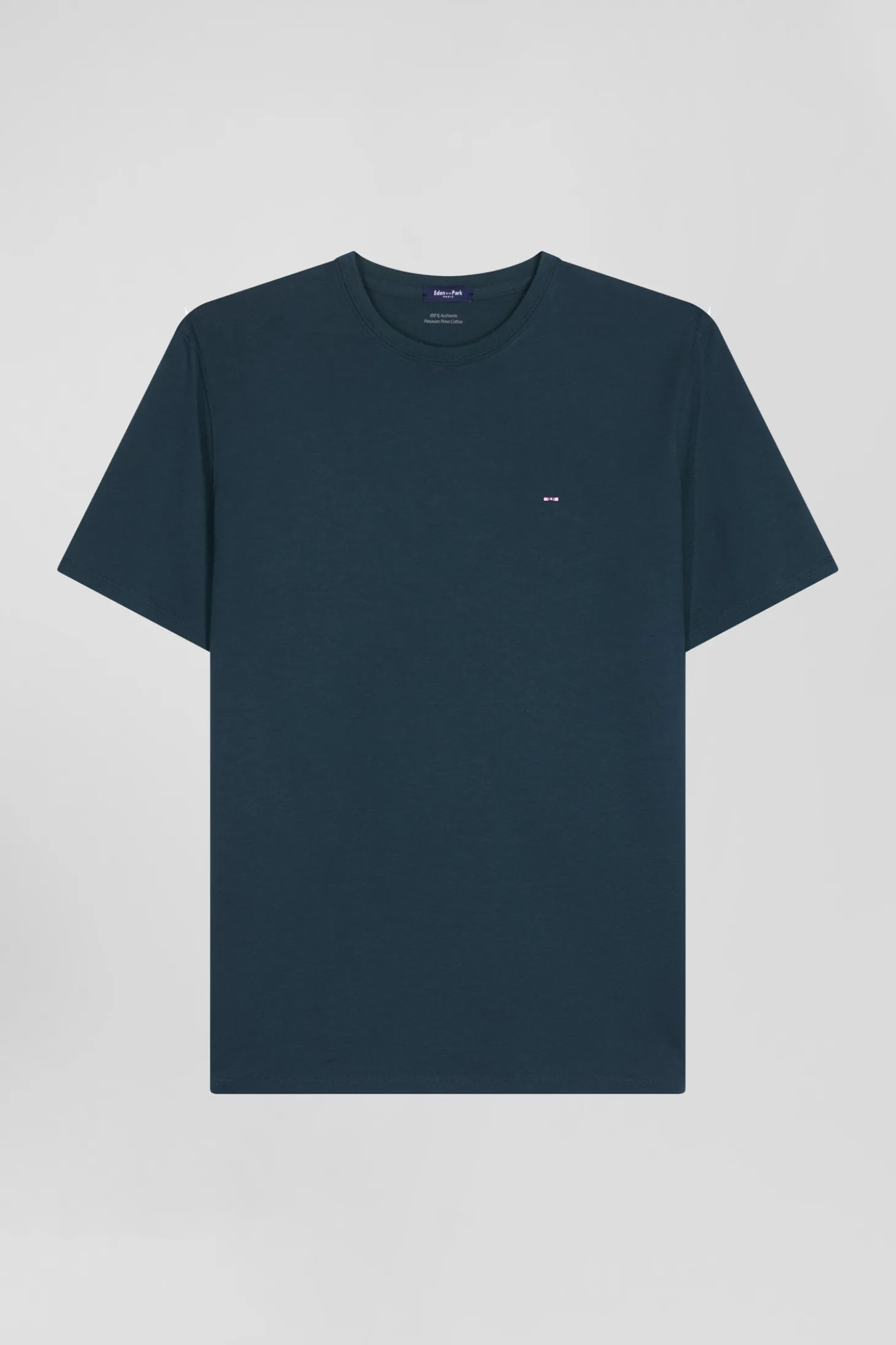 Regular green Pima cotton short-sleeved T-shirt