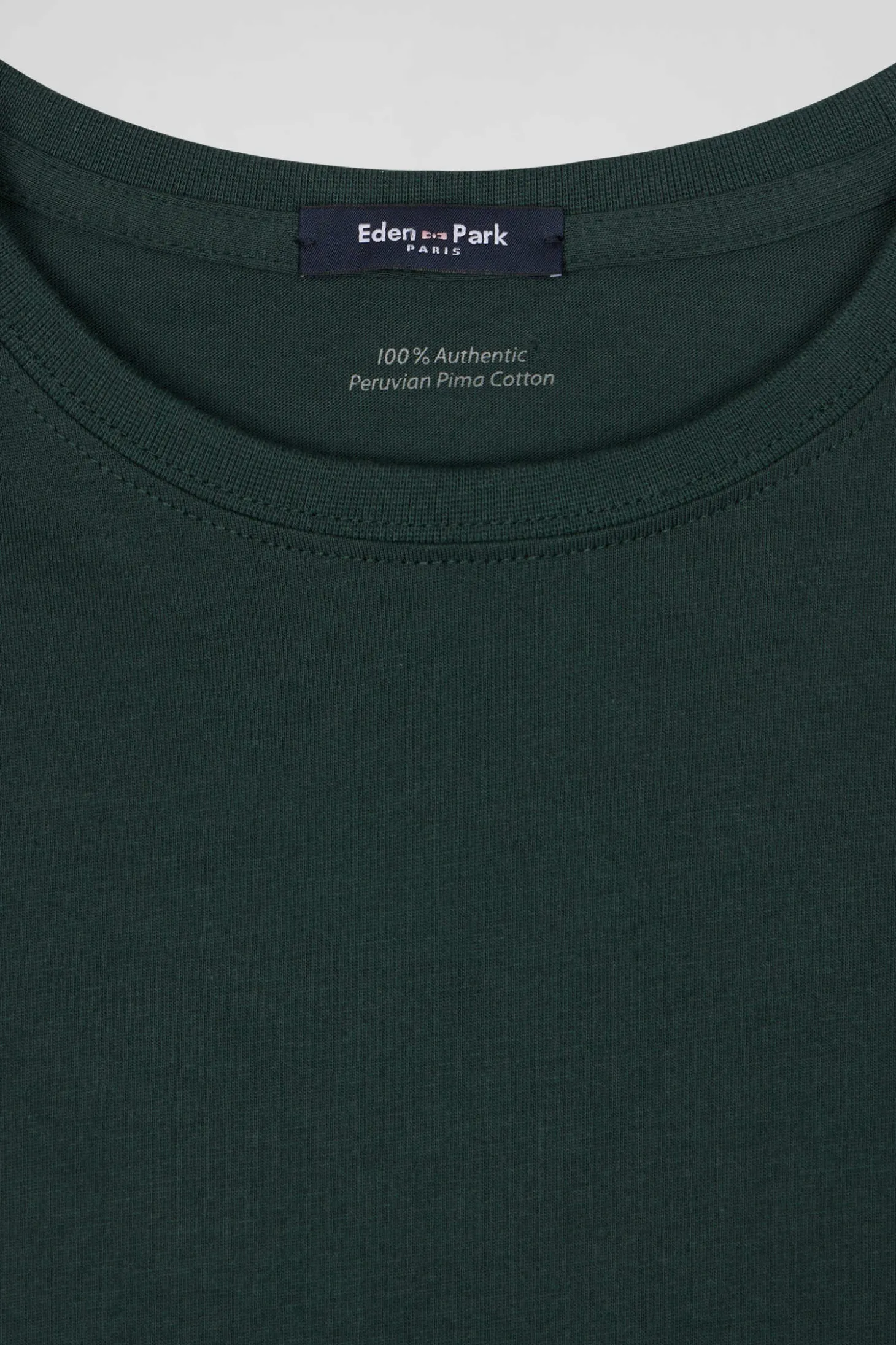 Regular green Pima cotton short-sleeved T-shirt