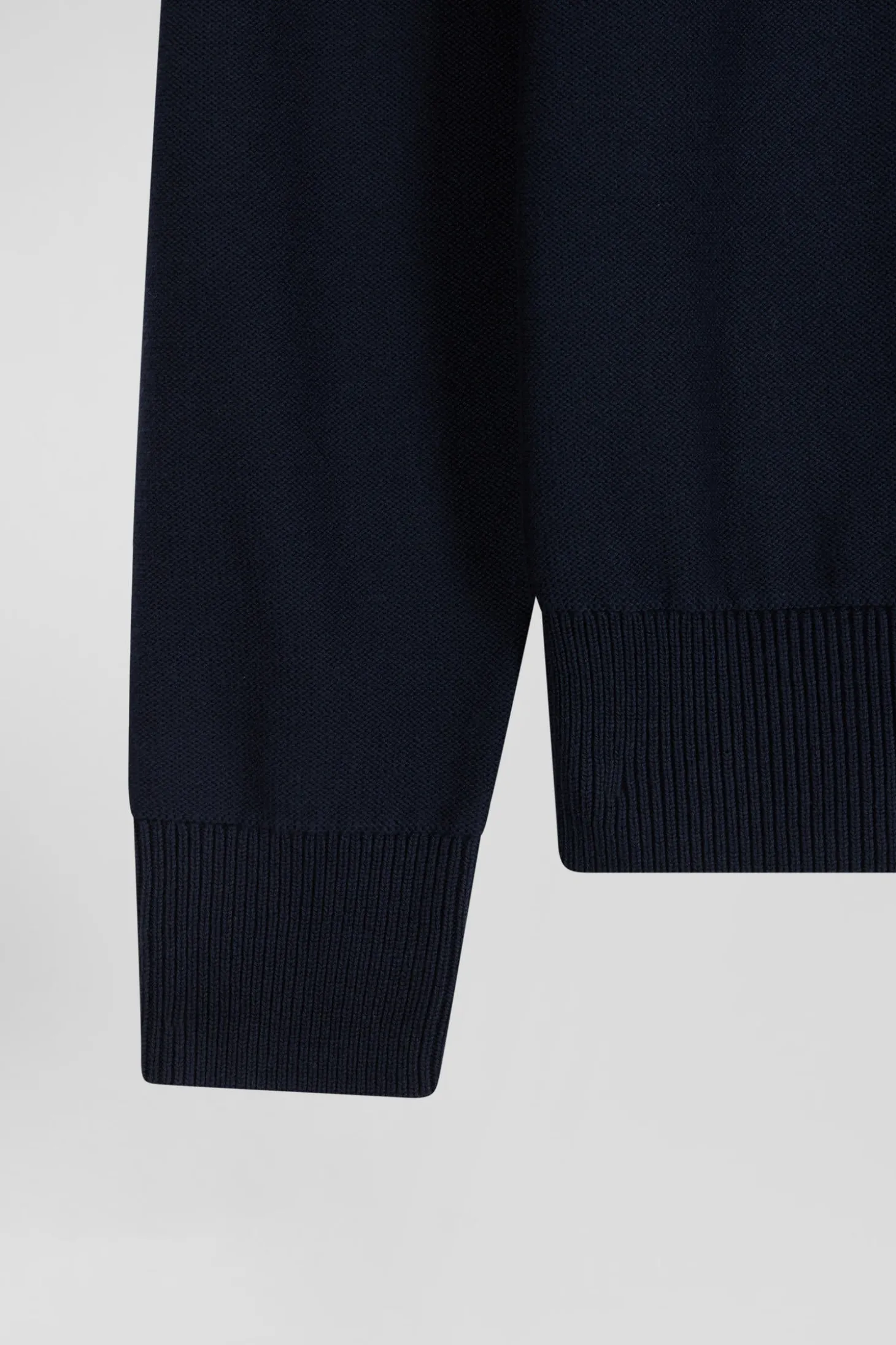 Regular green semi-zipped cotton jumper with knit patterns