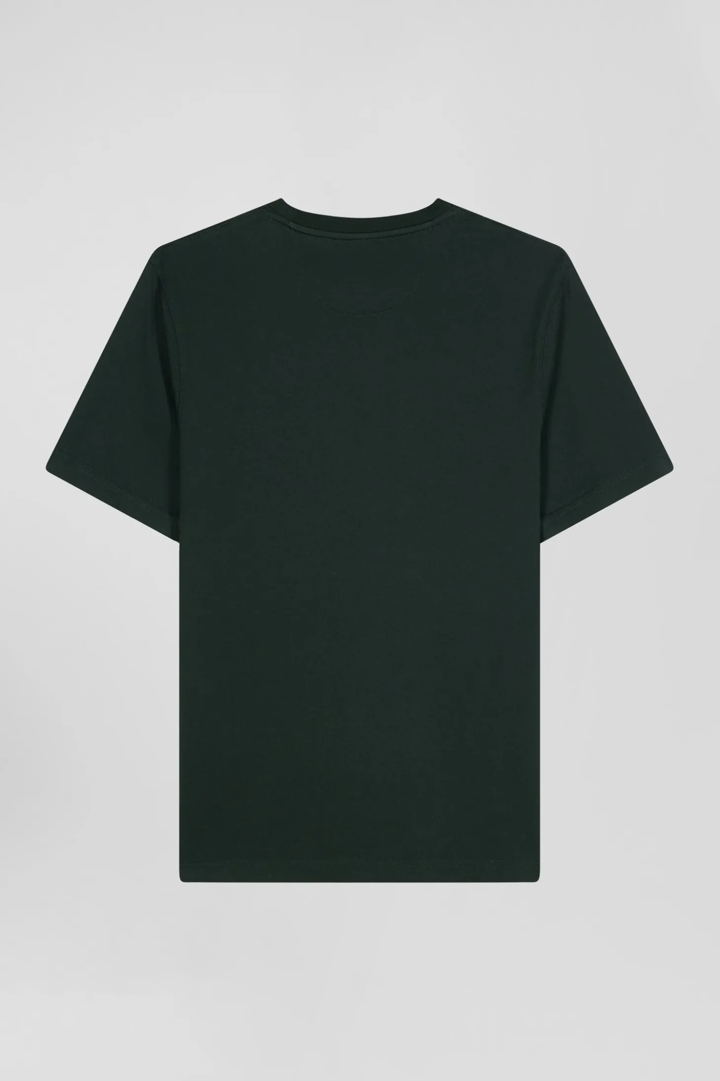 Regular green short-sleeved cotton T-shirt with tie patchwork emblem
