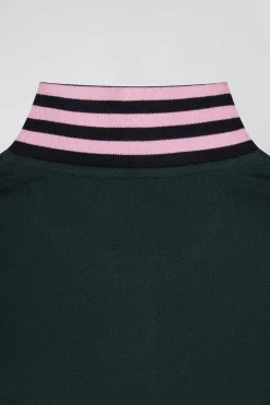Regular green short-sleeved cotton piqué polo shirt