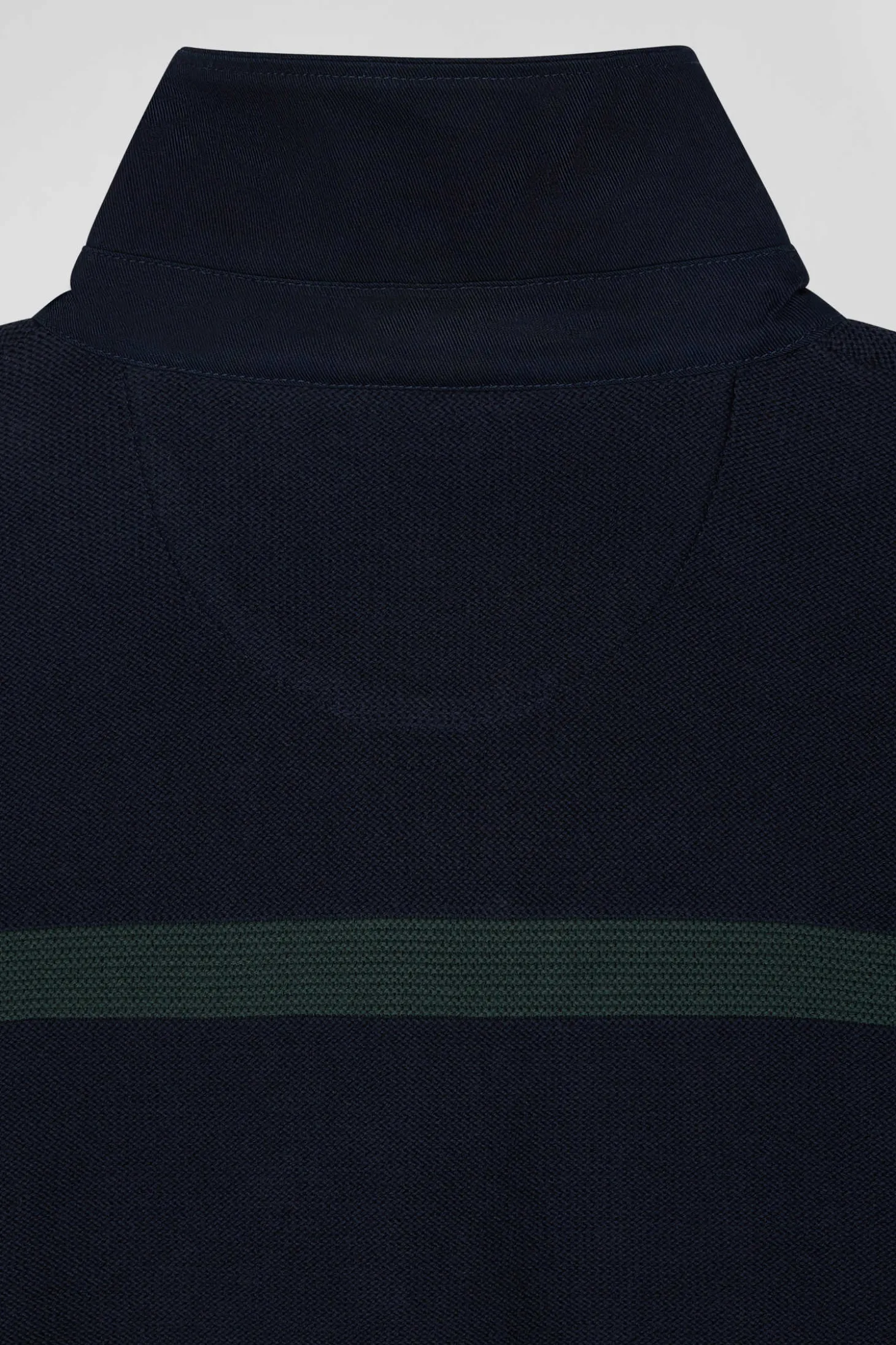Regular green striped cotton polo neck jumper