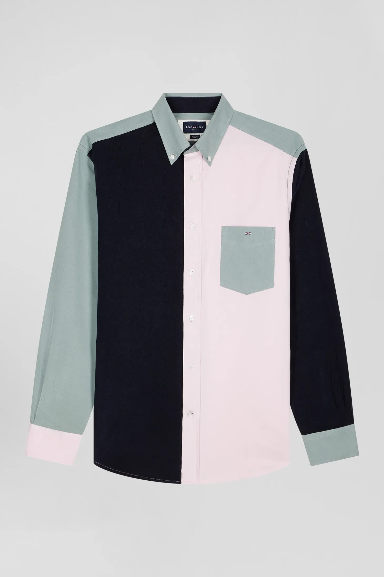 Regular green tricolour cotton shirt