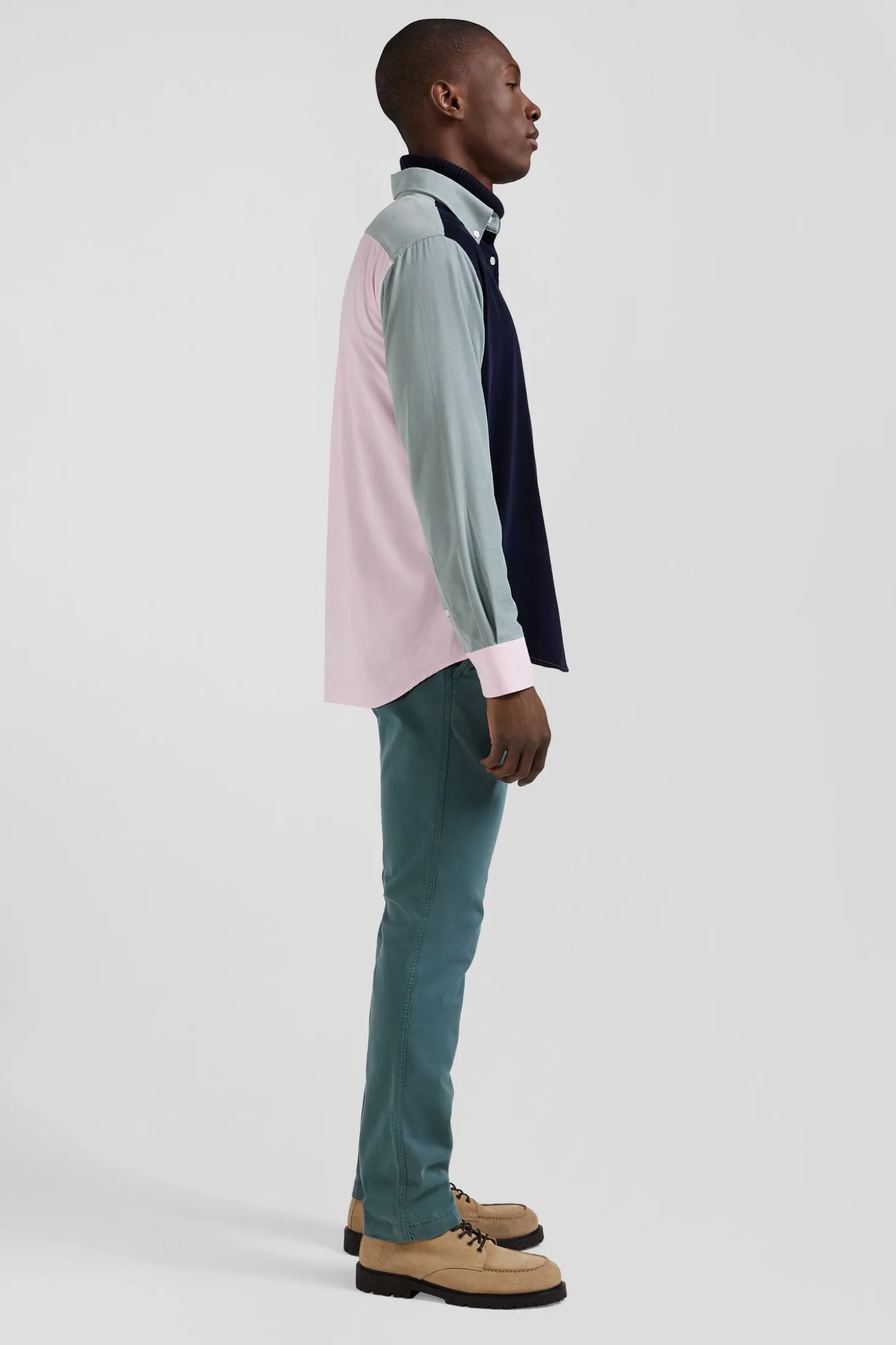 Regular green tricolour cotton shirt