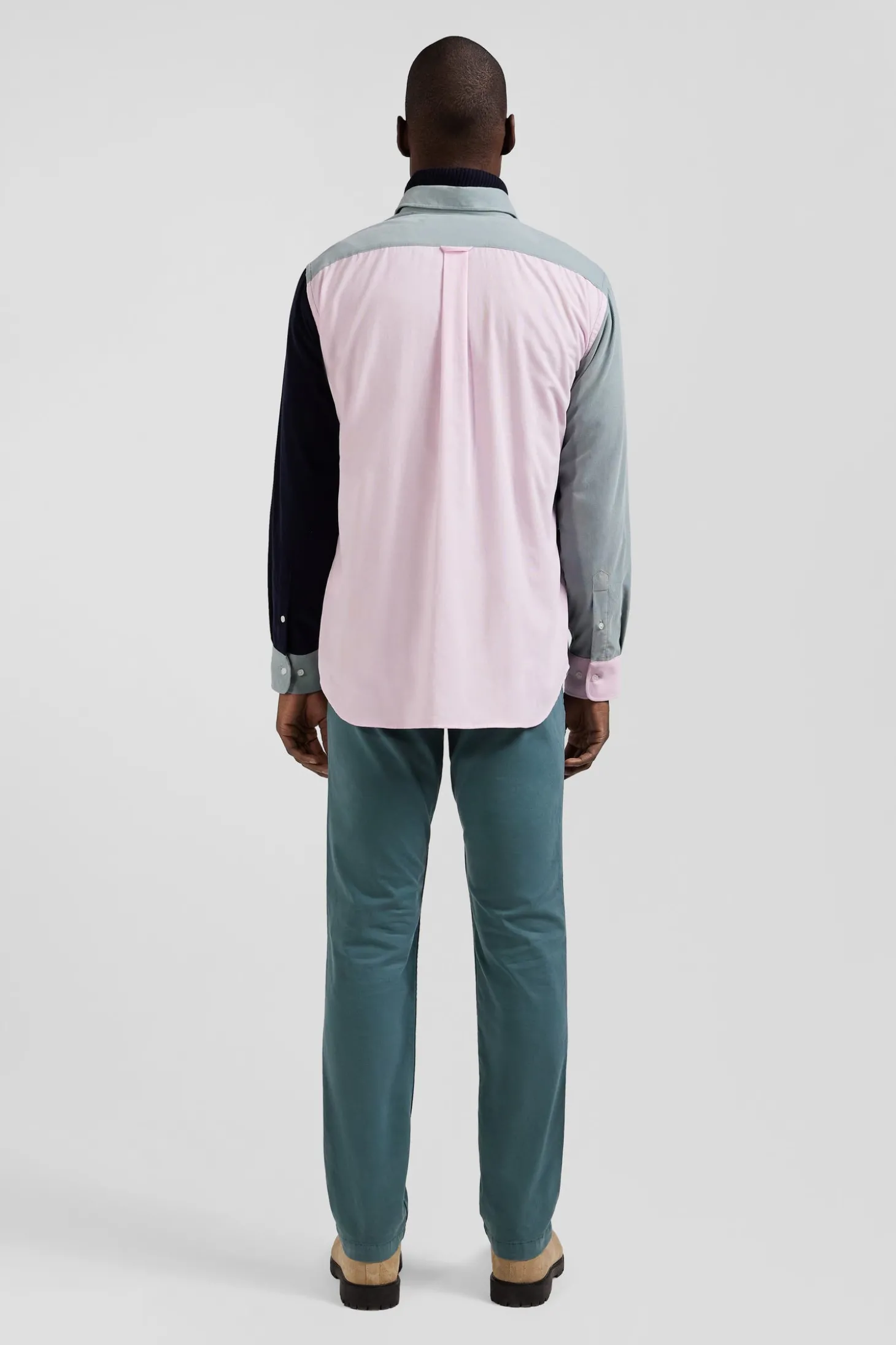 Regular green tricolour cotton shirt