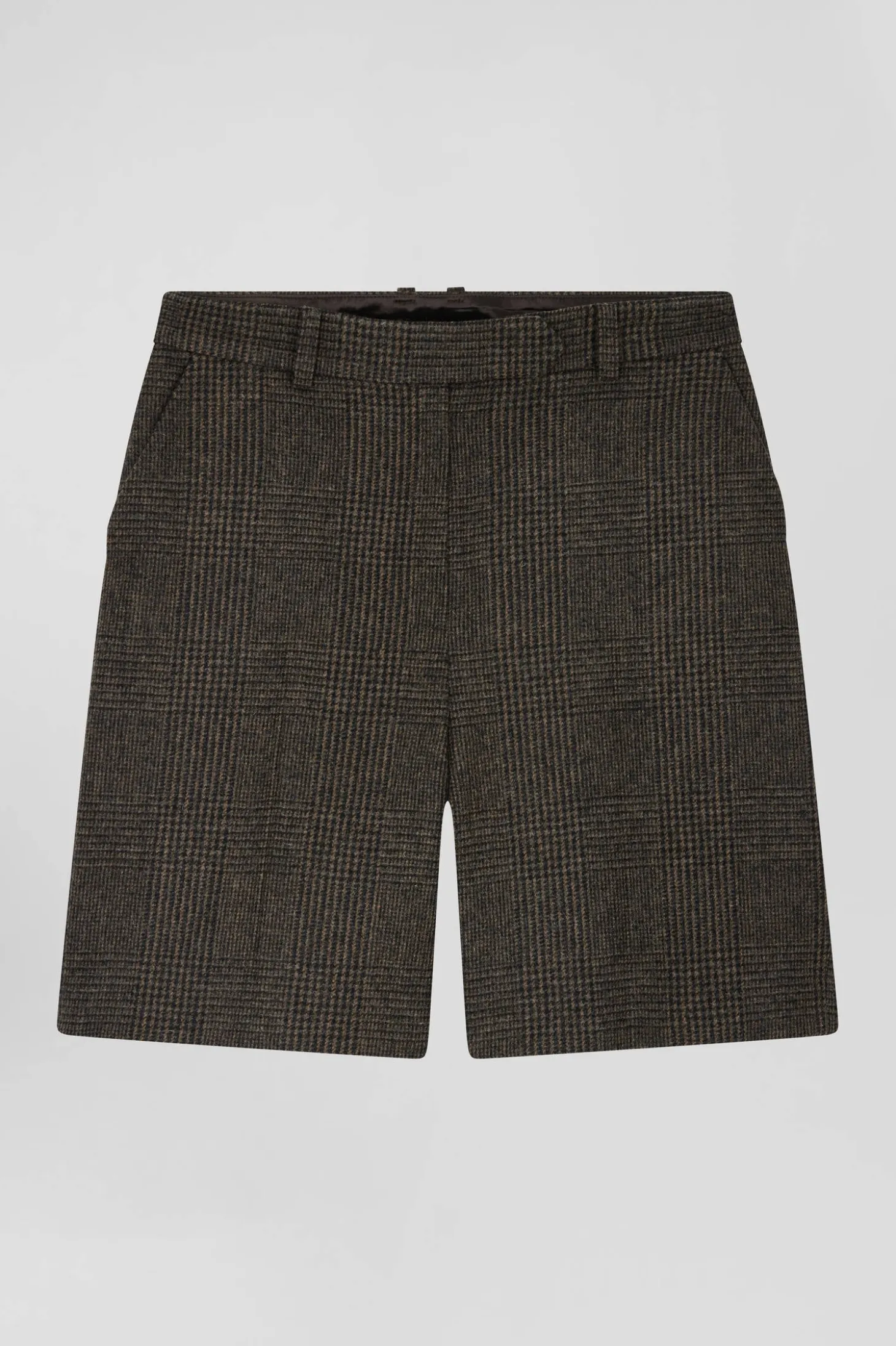 Regular grey blended wool shorts