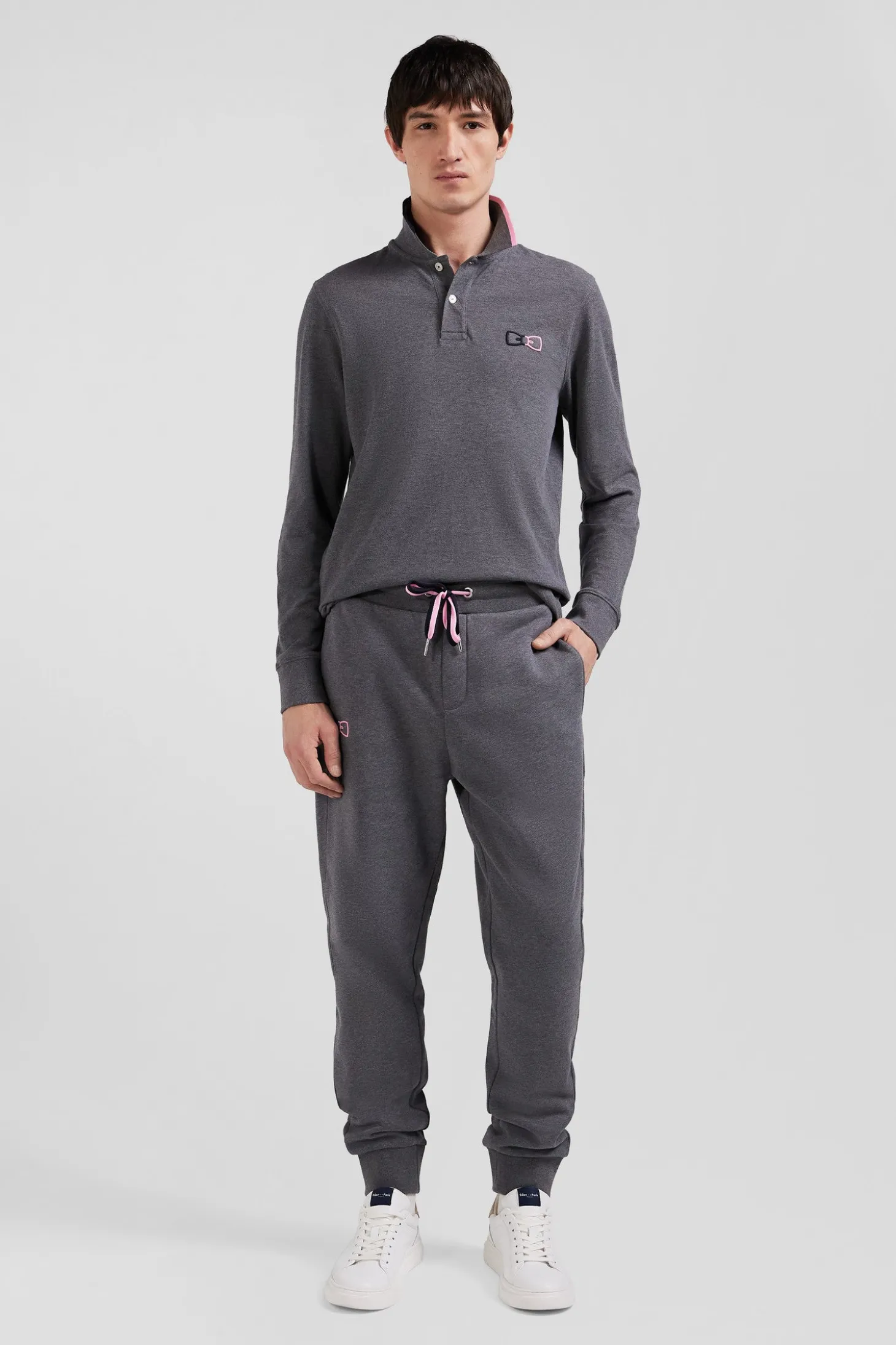 Regular grey brushed cotton fleece jogging bottoms