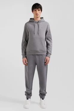 Regular grey brushed cotton fleece hoodie
