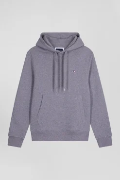 Regular grey brushed cotton fleece hoodie