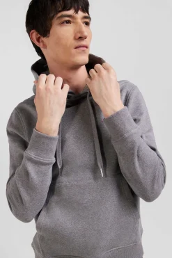 Regular grey brushed cotton fleece hoodie