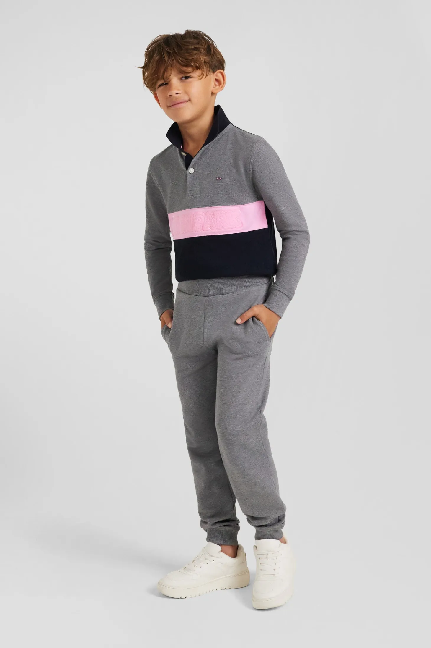 Regular grey brushed cotton fleece jogging bottoms