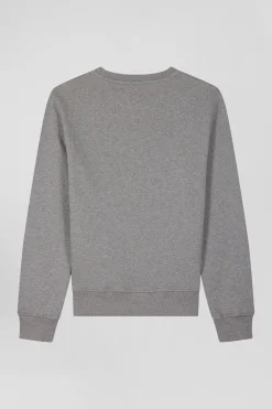Regular grey brushed cotton fleece sweatshirt