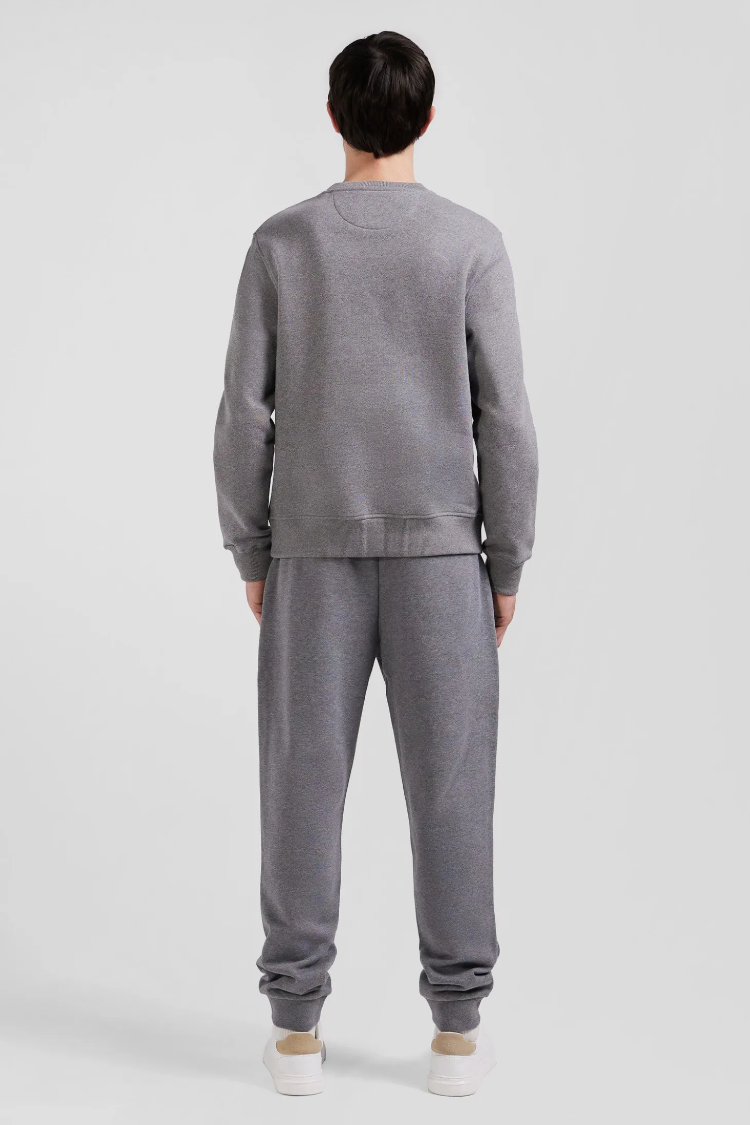 Regular grey brushed cotton fleece sweatshirt