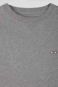 Regular grey brushed cotton fleece sweatshirt