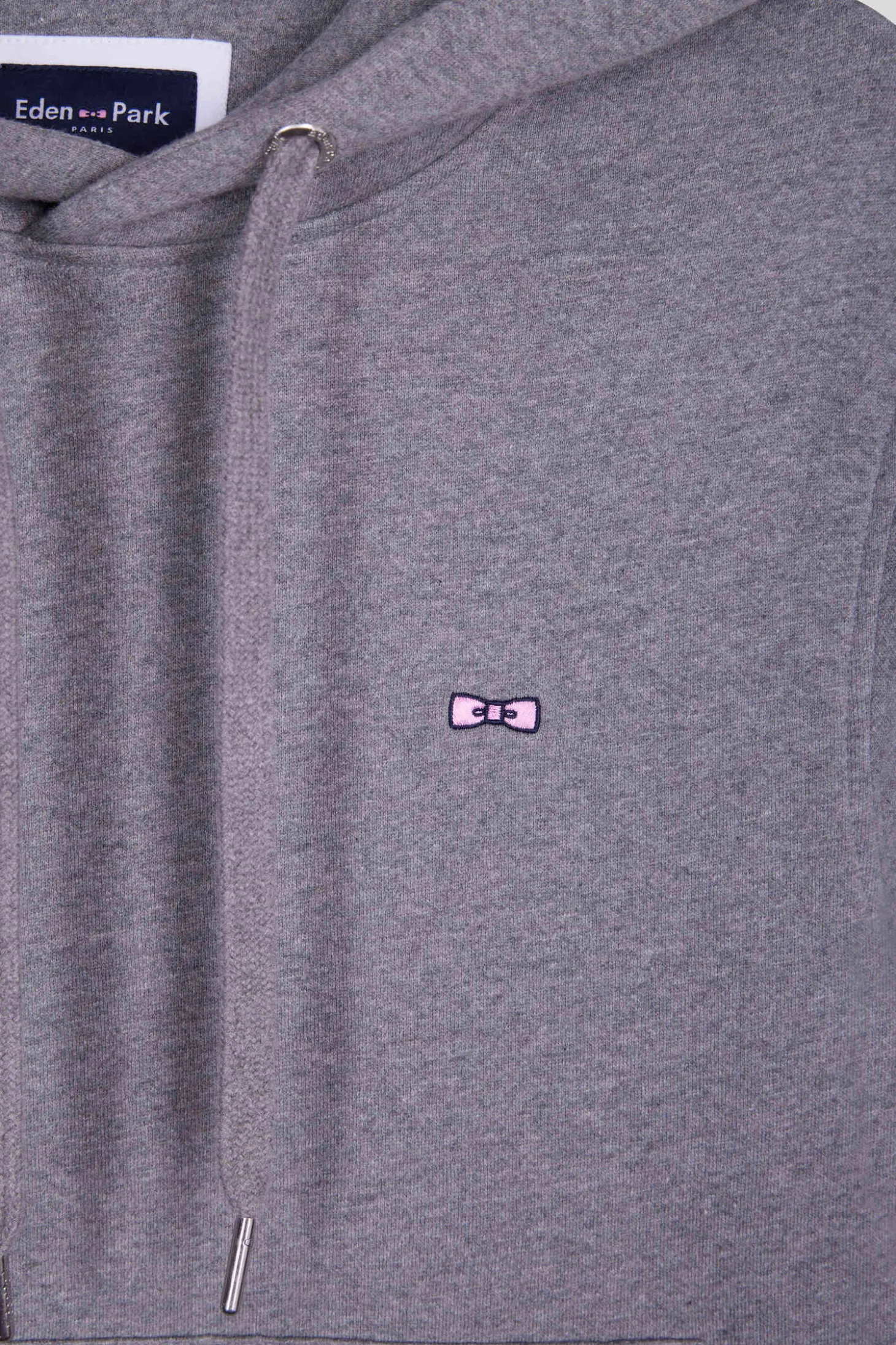 Regular grey brushed cotton fleece hoodie