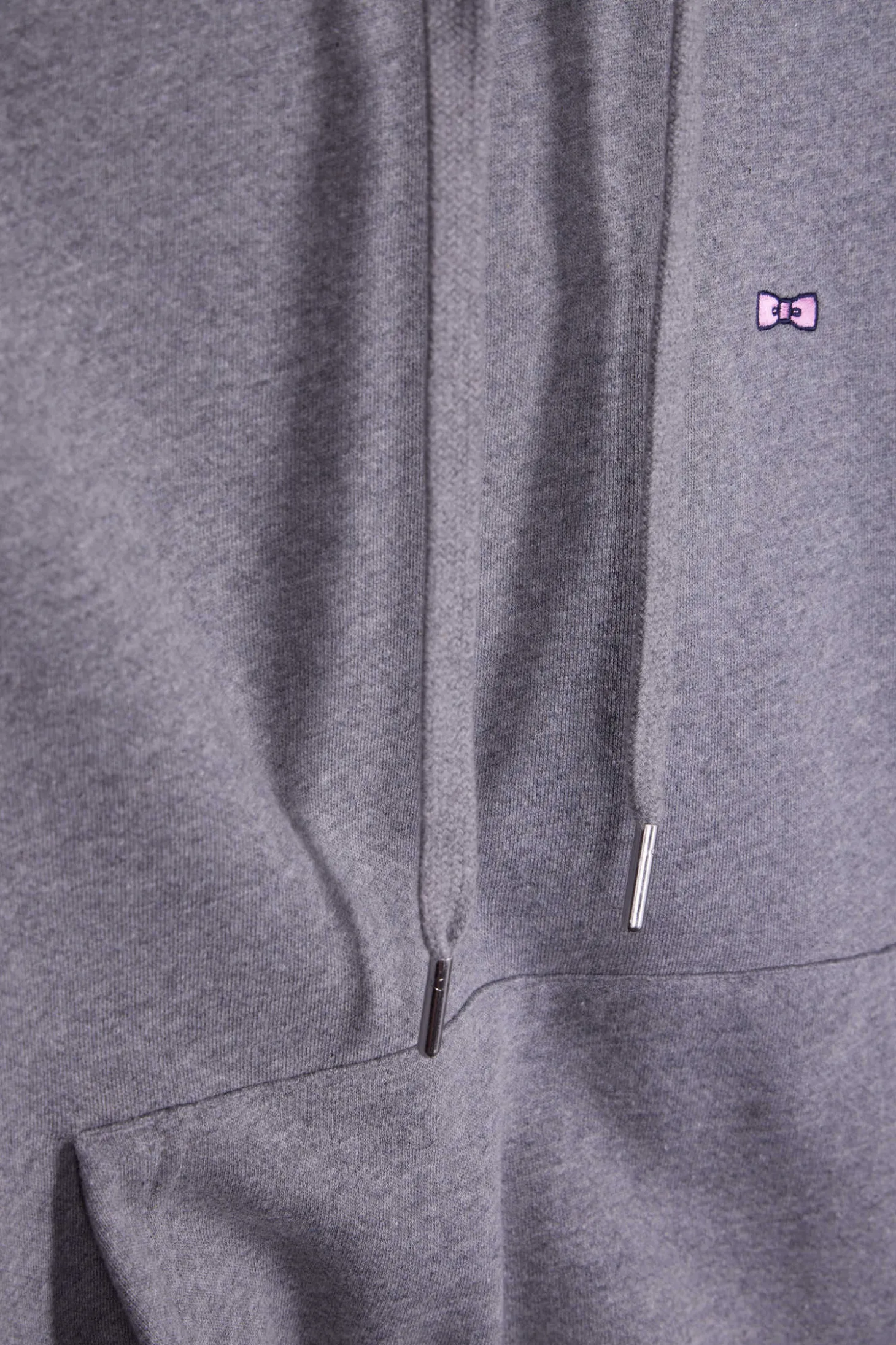 Regular grey brushed cotton fleece hoodie
