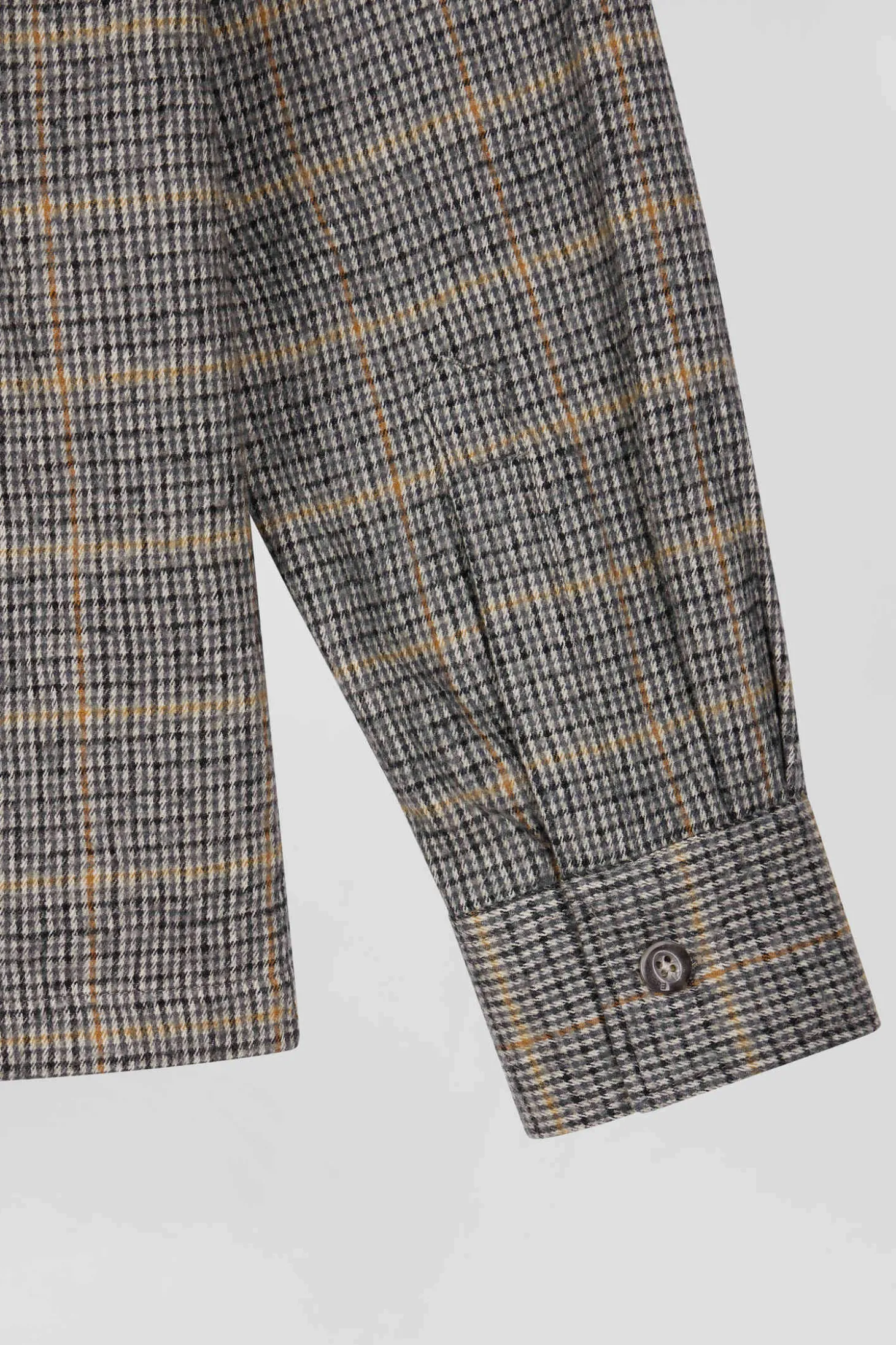 Regular grey checked wool and cotton overshirt