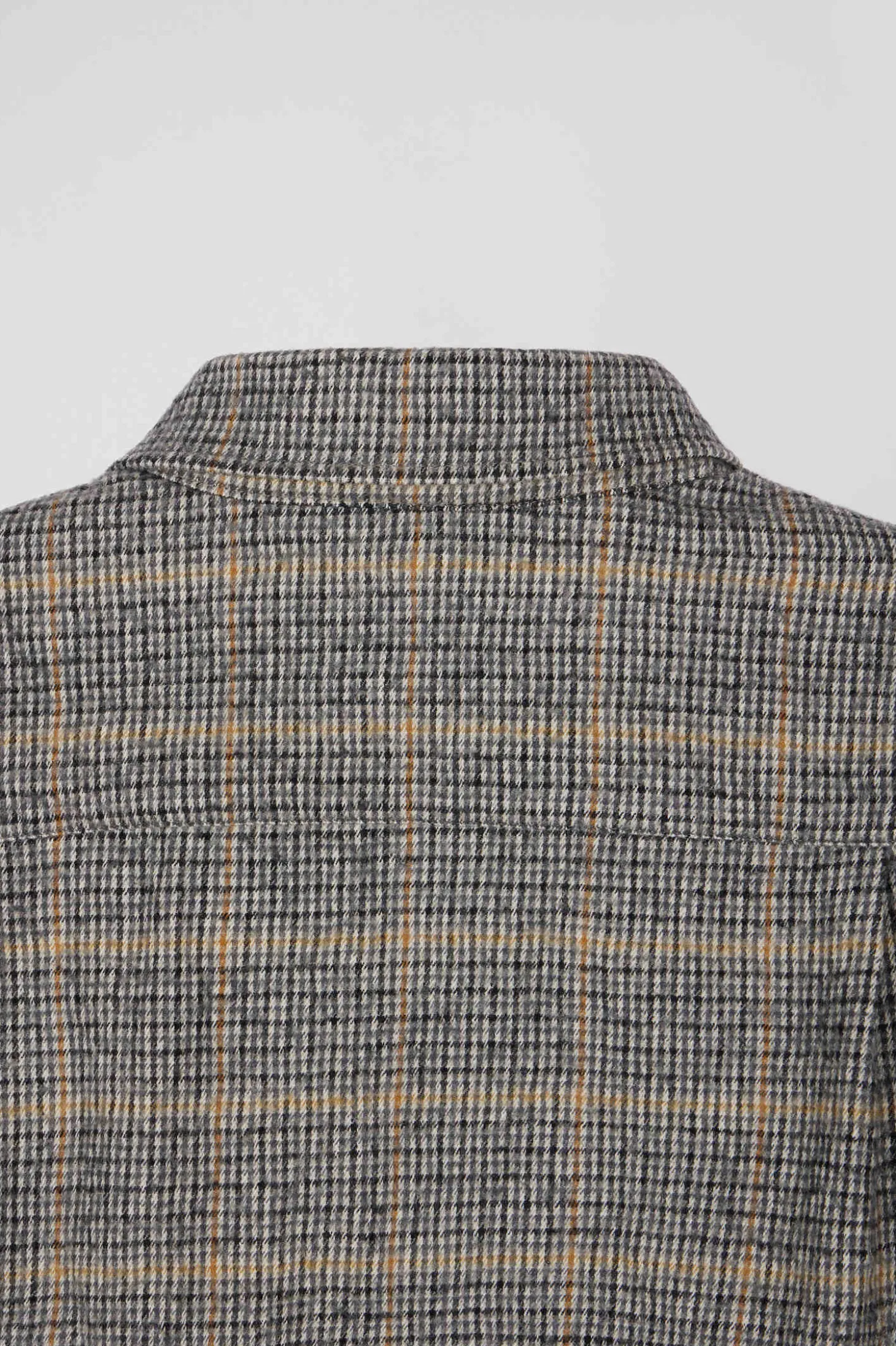 Regular grey checked wool and cotton overshirt