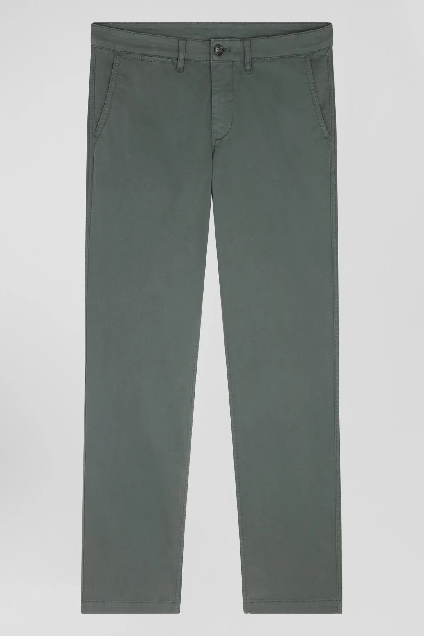 Regular grey chino trousers in stretch cotton gabardine
