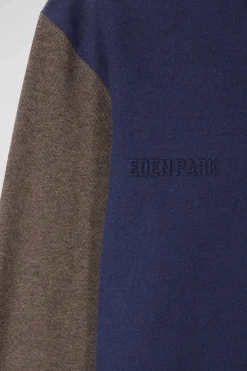 Regular grey colorblock long-sleeved cotton rugby shirt
