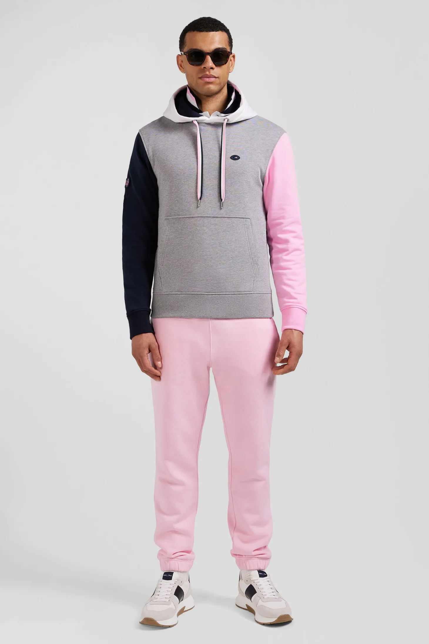 Regular grey colorblock XV de France cotton hoodie