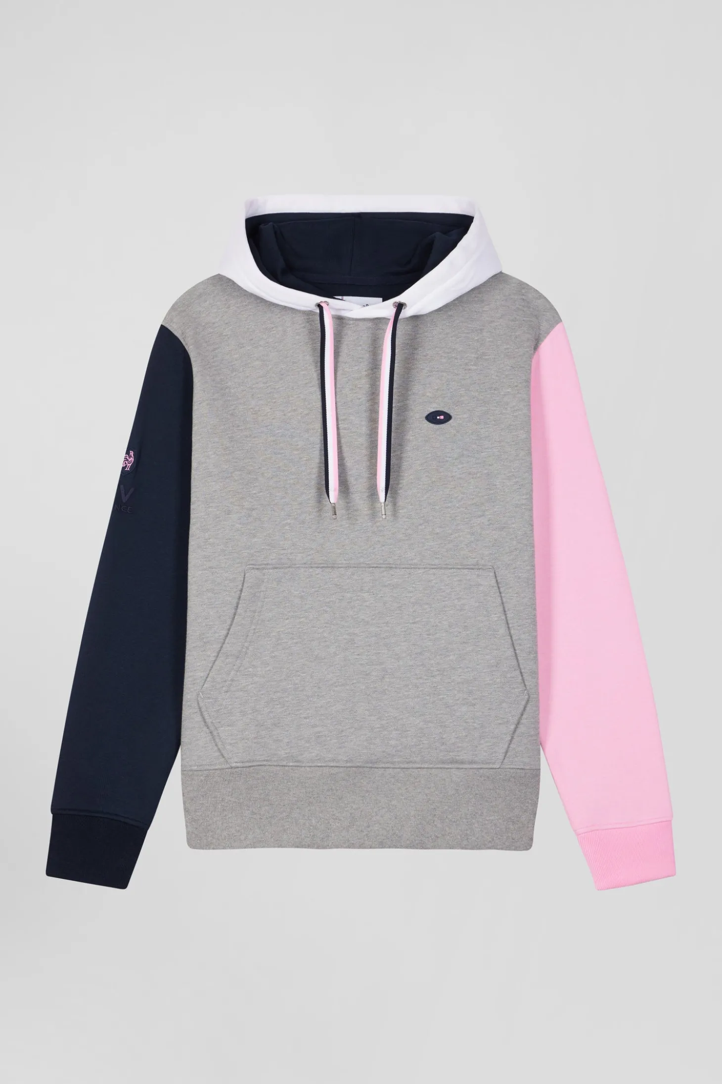 Regular grey colorblock XV de France cotton hoodie