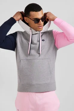 Regular grey colorblock XV de France cotton hoodie