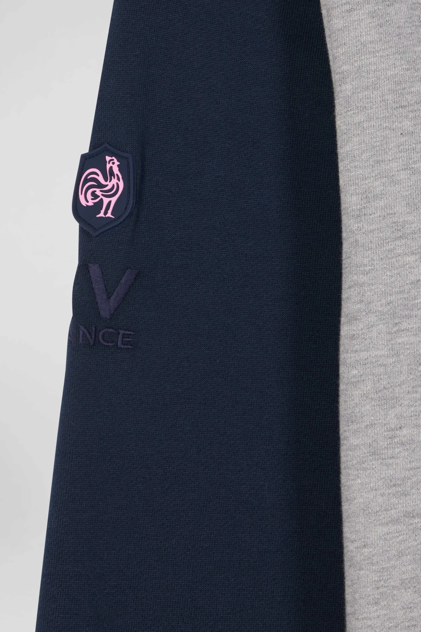 Regular grey colorblock XV de France cotton hoodie