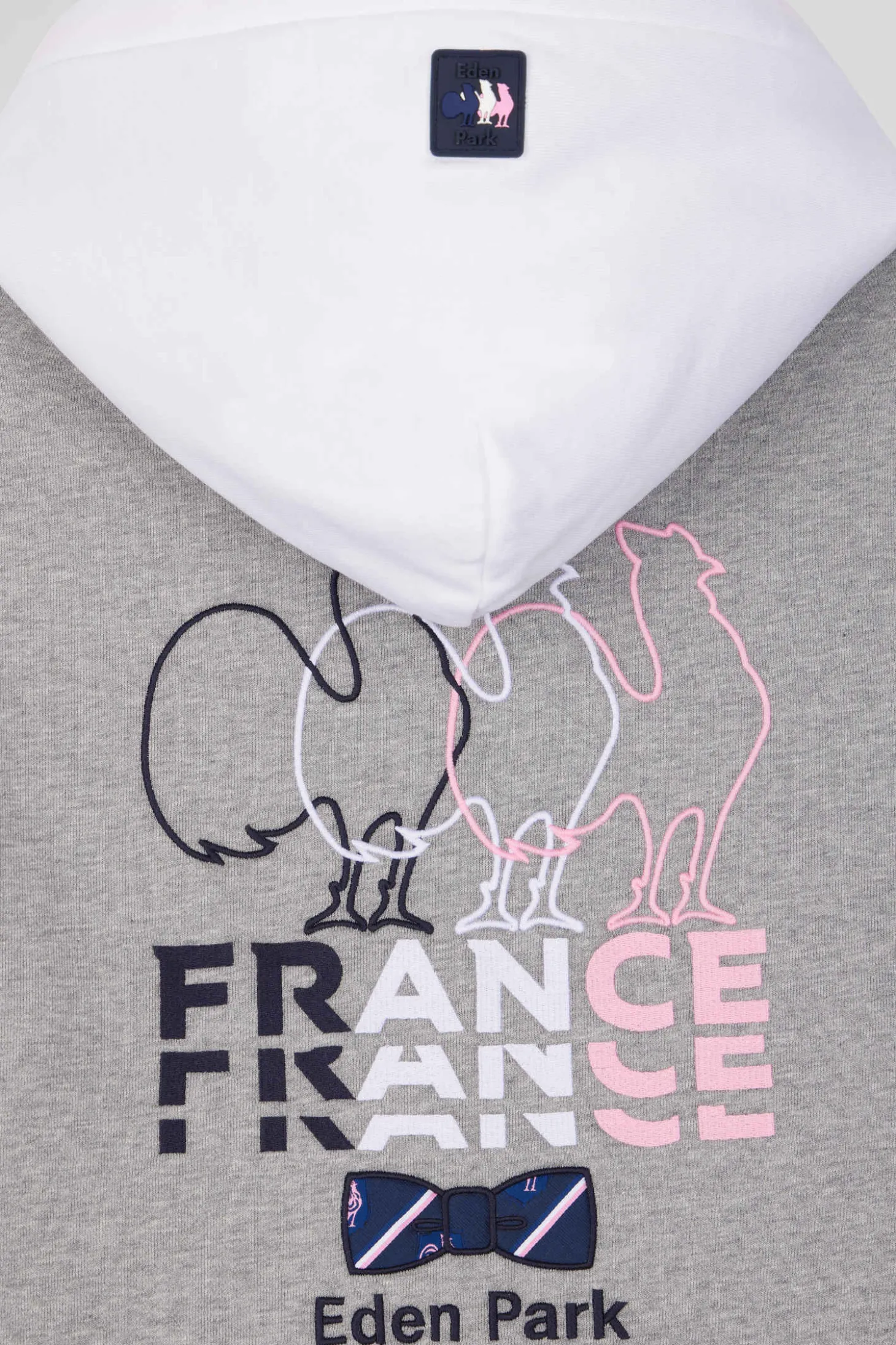 Regular grey colorblock XV de France cotton hoodie