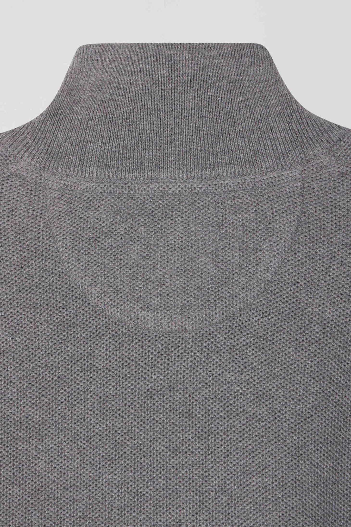 Regular grey cotton semi-zipped jumper